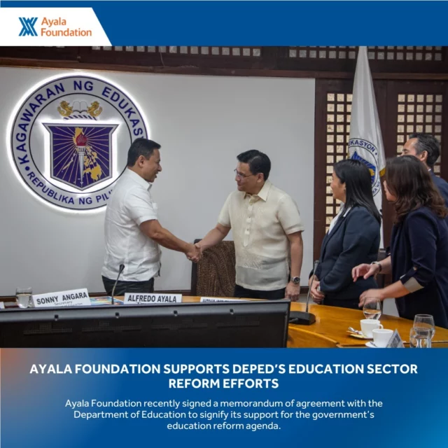 Ayala Foundation recently signed a memorandum of agreement with the Department of Education to signify its support for the government’s education reform agenda. Delivery Associates Australia (DA Australia), which will work with DepEd in setting into motion specific elements of the reform process, was also present during the signing of the agreement. 

DA Australia’s engagement with DepEd has three phases, the first of which is being funded by Ayala Foundation. During the first phase, DA Australia’s task is to identify outcome-driven targets for DepEd and establish a lean, cross-functional, high-performing delivery unit within the department. Target completion date for this phase of the project is in mid-December 2024, eight weeks from project kickoff (October 23, 2024).